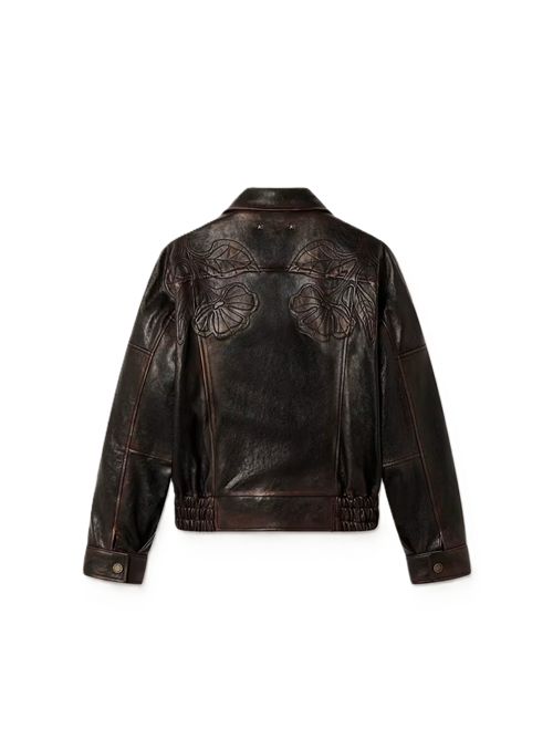 golden goose Bomber da Donna in nappa color borgogna scuro con ricamo floreale Golden Goose | GWP02560P00230040249